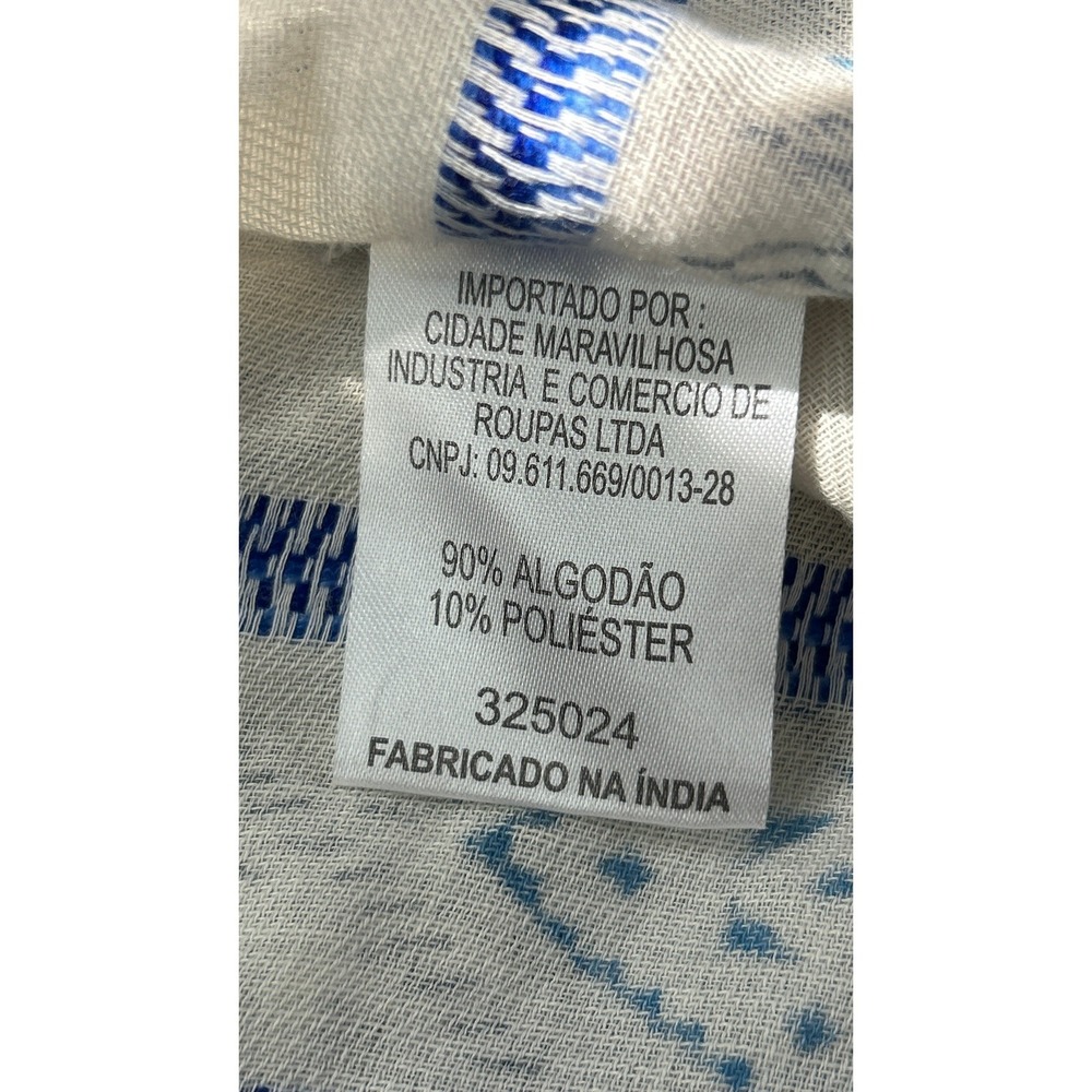 FARM Rio Beaded Maxi Dress Mare de Sol Blue White Boho Embroidered Brazil NWT L - Picture 11 of 14